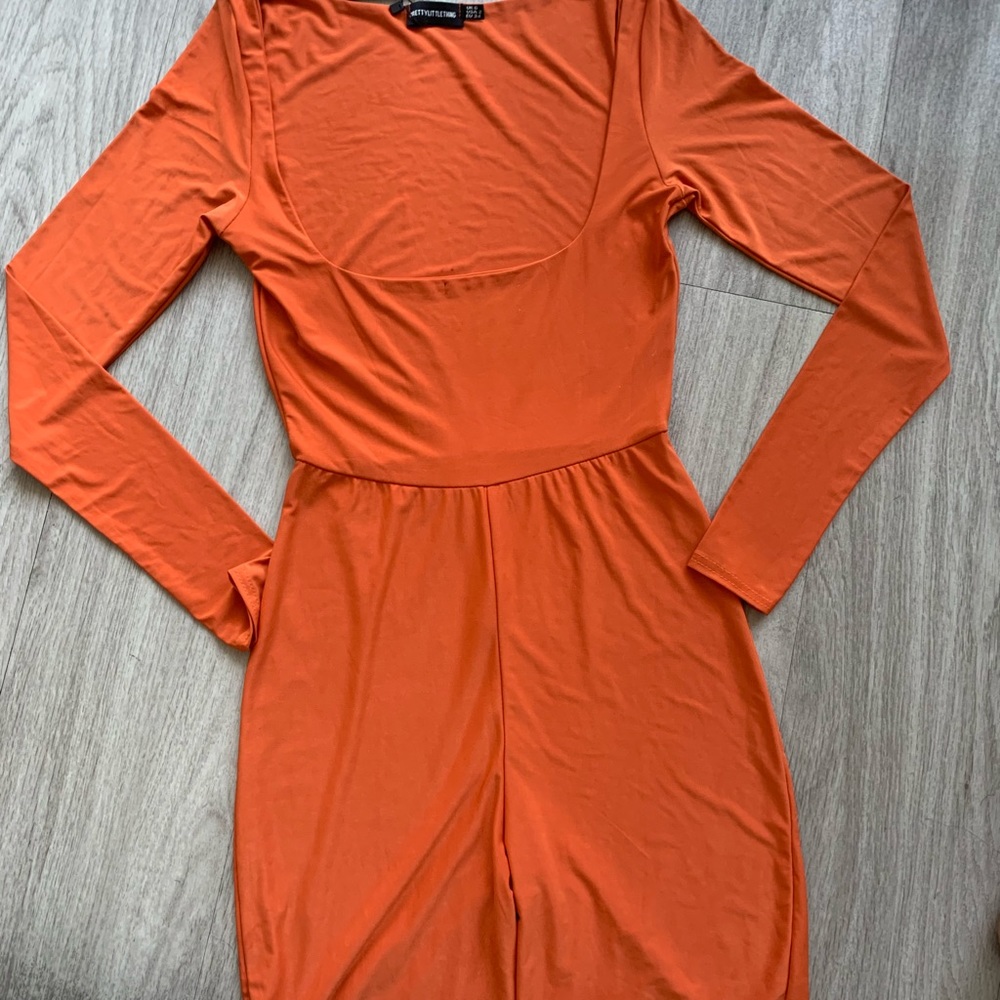 Orange scoop neck unitard